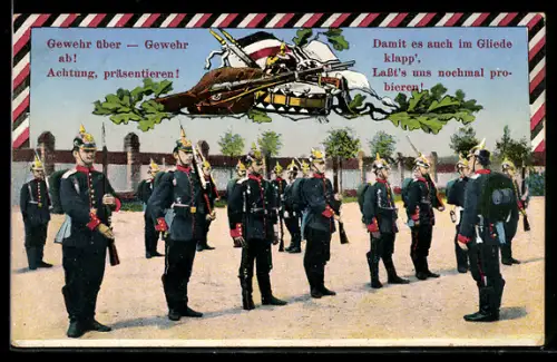 AK Infanterie beim Gewehrübungen auf dem Kasernenhof