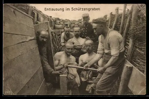 AK Entlausung im Schützengraben, Soldatenhumor