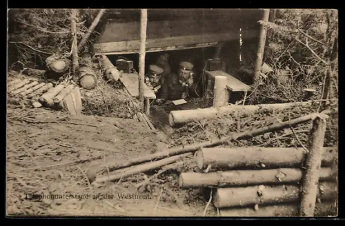 AK Soldaten des Bayr. Landw. Inf. Regt. No. 4 in einem Telephonunterstand