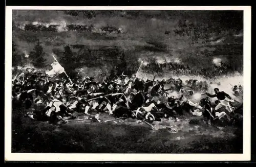 AK Ausschnitt des Riesenrundgemäldes Die Schlacht am Berg Isel 1809, Bauern gegen 9. Bayr. Inf. Reg., Andreas Hofer