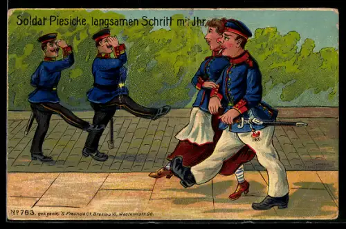 AK Soldat Piesicke langsamen Schritt mit Ihr, Soldatenhumor