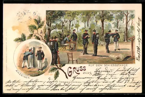 Lithographie Infanterie am Schiessstande, Anzeiger