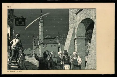 Künstler-AK R. Knötel: Der Komet von 1811 aus Die eiserne Zeit vor hundert Jahren 1806-1813