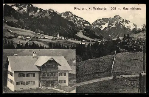 AK Riezlern /kl. Walsertal, Gaststätte Kasimierhaus und Bergpanorama