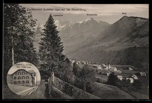 AK Laterns, Gasthof zum Löwen, Ortsansicht gegen Kopesspitze