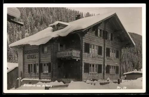AK Klösterle am Arlberg, Gasthaus Engel im Schnee