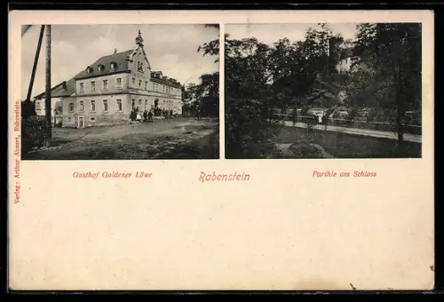 AK Rabenstein, Gasthaus goldener Löwe, Parthie am Schloss