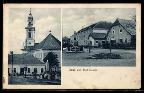 AK Hoheneich, Ortsansicht mit Kirche