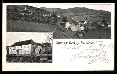 AK Kirnberg a.d. Mank, Panorama, Griesslers Gasthof