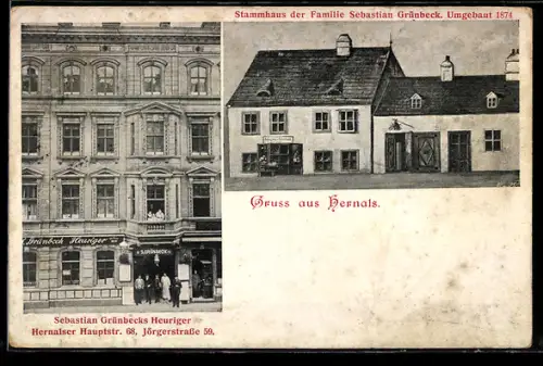 AK Wien-Hernals, Geschäft Sebastian Grünbecks Heuriger, Hauptstrasse 68, Stammhaus