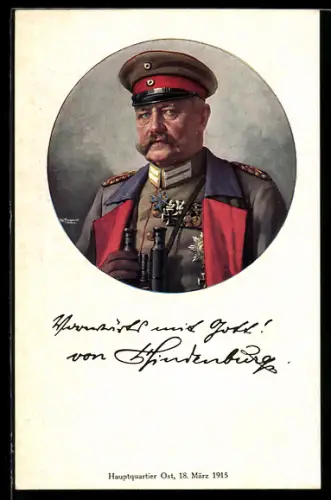 AK Paul von Hindenburg, Hauptquartier Ost 1915