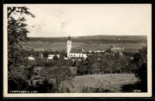 AK Ansfelden b. Linz, Teilansicht mit Kirche