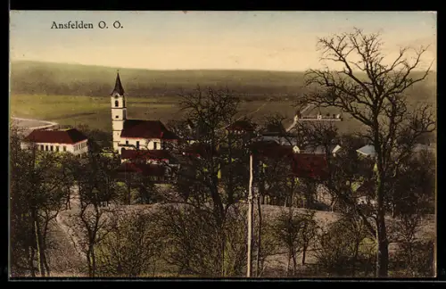 AK Ansfelden /O.-Ö., Teilansicht mit Kirche