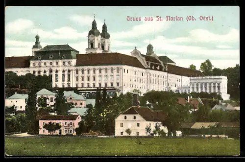AK St. Florian, Totalansicht mit Sicht zur Stift