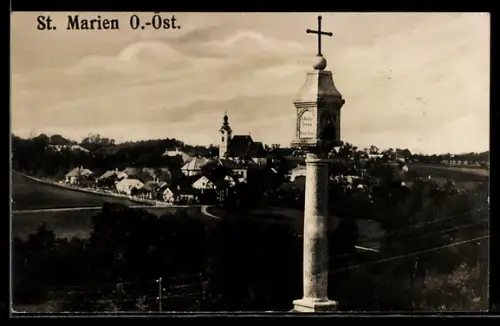 AK St. Marien /O.-Öst., Teilansicht mit Kirche