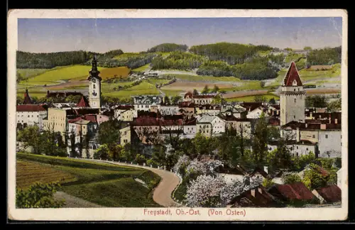 AK Freystadt, Panoramablick von Osten