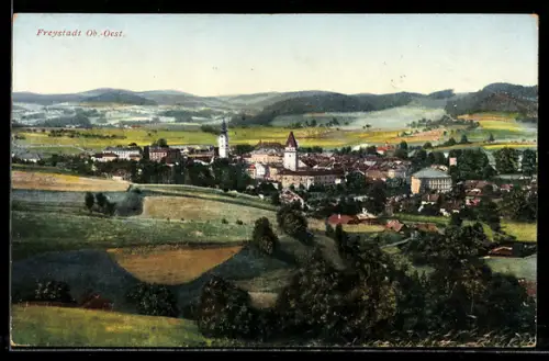 AK Freystadt /Ob.-Oest., Teilansicht mit Kirche