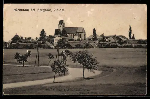 AK Rainbach im Mühlkreis, Ortspartie mit Kirche