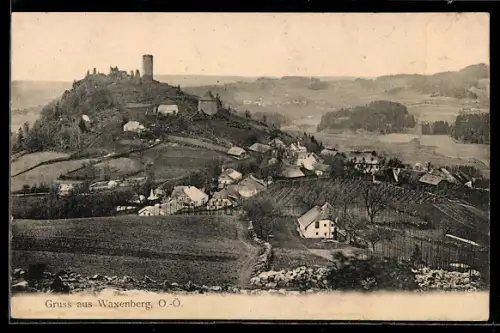 AK Waxenberg /O.-Ö., Teilansicht mit Ruine