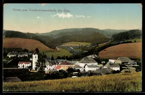AK Vorderweissenbach /Ob.-Östr., Teilansicht mit Kirche