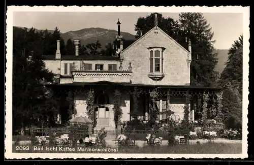 AK Bad Ischl, Kaffee Marmorschlössl, Gartenpartie