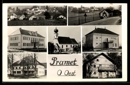 AK Pramet /O. Öst., Gemeindeamt, Kirche, Gasthaus