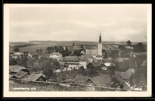 AK Lohnsburg /O. Ö., Panorama mit Kirche