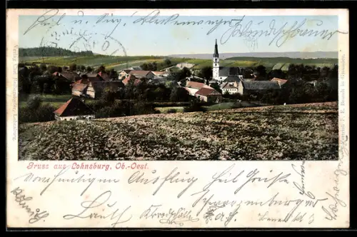 AK Lohnsburg /Ob. Öst., Panorama mit Kirche