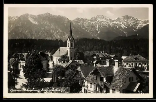 AK Goisern /Salzkammergut, Kirche mit Dachsteinpanorama