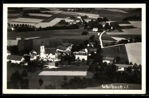 AK Weilbach i.l., Panorama mit Kirche und Ort