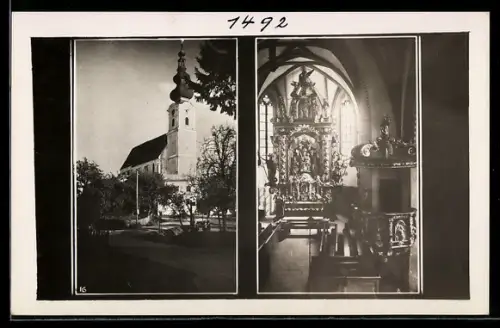 AK Waldzell, Kirche, Aussen- und Innenansicht
