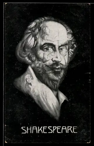 AK Portrait William Shakespeare aus mehreren Personen und Antlitzen zusammengesetzt