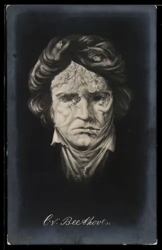 AK Portrait Ludwig van Beethoven aus mehreren Personen und Antlitzen zusammengesetzt