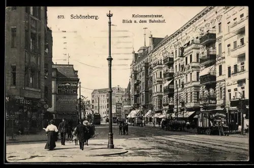 AK Schöneberg, Partie in der Kolonnenstrasse, Blick nach dem Bahnhof