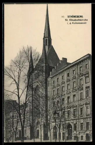 AK Schöneberg, St. Elisabethkirche in der Kolonnenstrasse, Aussenansicht