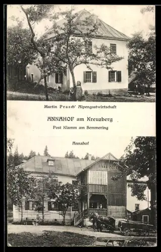 AK Breitenstein /N.-Oe., Klamm am Semmering, Gasthaus Annahof am Kreuzberg, Bes. Martin Prasch