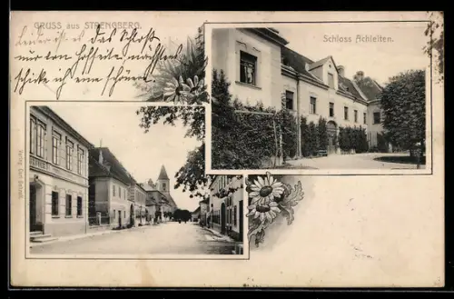 AK Strengberg, Schloss Achleiten, Strassenpartie mit Gasthaus