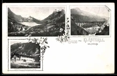 AK Klösterle am Arlberge, Gasthof zum goldenen Löwen, Spuller-See bei Klösterle, Viadukt Waldli-Tobel