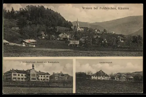 AK Feldkirchen in Kärnten, Waiern, Kinderrettungs-Anstalt mit Krankenheim, Landwirtschaftl. Gebäude