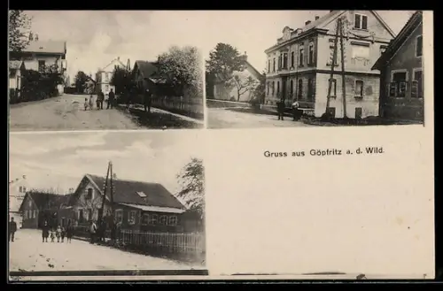 AK Göpfritz a. d. Wild, Strassenpartien mit Anwohnern