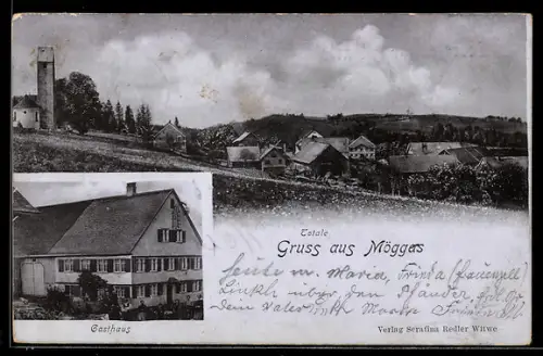 AK Möggers, Gasthaus und Totalansicht