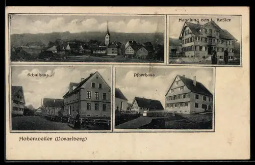 AK Hohenweiler /Vorarlberg, Handlung von L. Kessler, Schulhaus und Pfarrhaus
