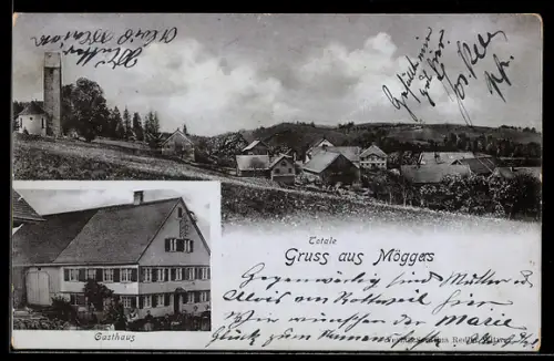 AK Möggers, Gasthaus und Totalansicht