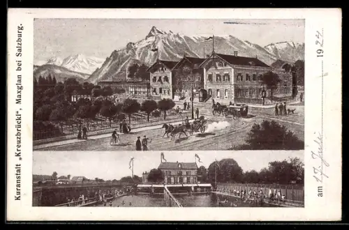 AK Maxglan, Blick auf die Kuranstalt Kreuzbrückl
