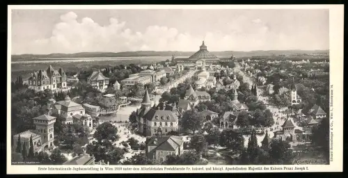 Riesen-AK Wien, 1. Internationale Jagdausstellung 1910, Panorama des Ausstellungsgeländes
