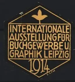 Reklamemarke Leipzig, Internationale Ausstellung für Buchgewerbe u. Graphik 1914, Blume