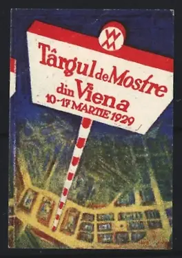 Reklamemarke Wien, Târgul de Mostre 10-17 März 1929, Ausstellungsschild