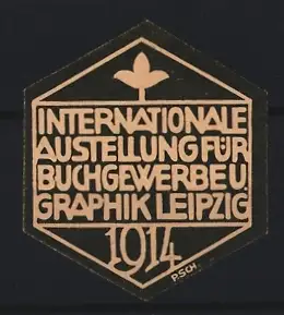 Reklamemarke Leipzig, Internationale Ausstellung für Buchgewerbe und Graphik 1914, stilisierte Blume