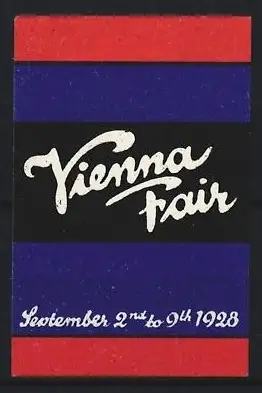 Reklamemarke Vienna, Vienna Fair 1928, Schriftzug