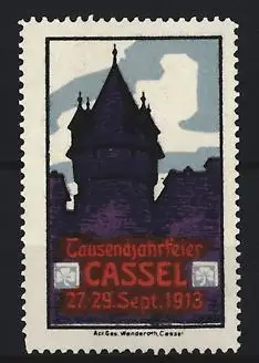 Reklamemarke Cassel, Tausendjahrfeier 1913, Turm